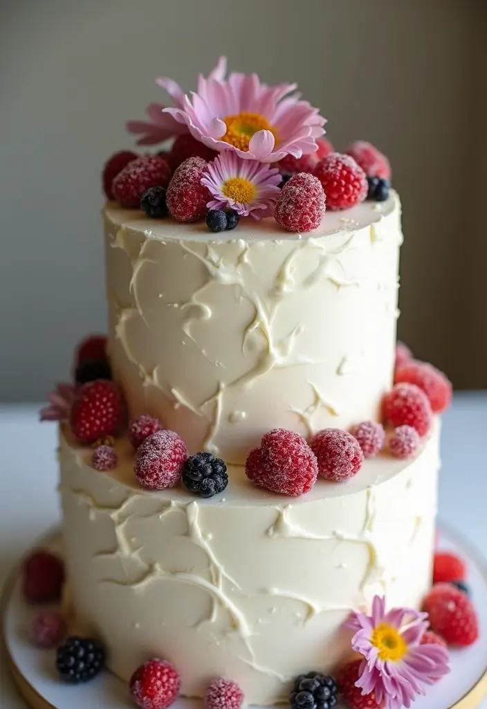 25+ Two-Tier Wedding Cake Ideas That Are Small Yet Stunning - 20. Whipped Cream Texture