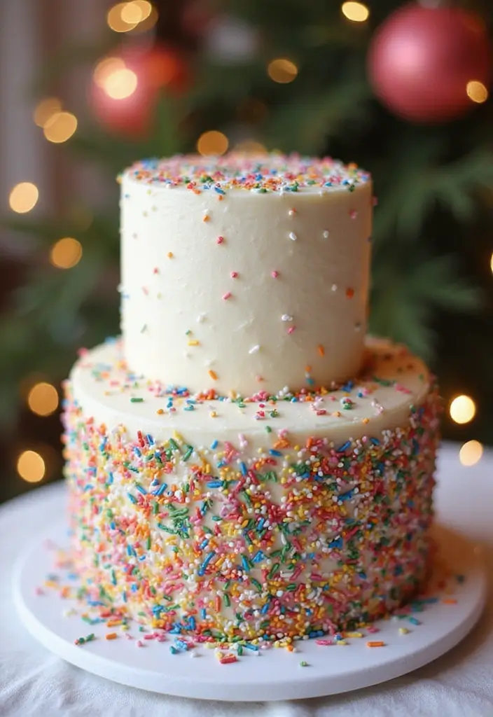 25+ Two-Tier Wedding Cake Ideas That Are Small Yet Stunning - 21. Sensational Sprinkles