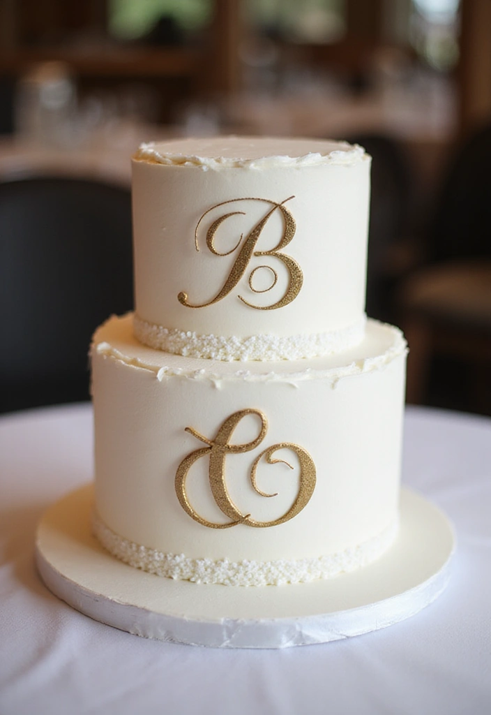 25+ Two-Tier Wedding Cake Ideas That Are Small Yet Stunning - 23. Personal Touch with Initials