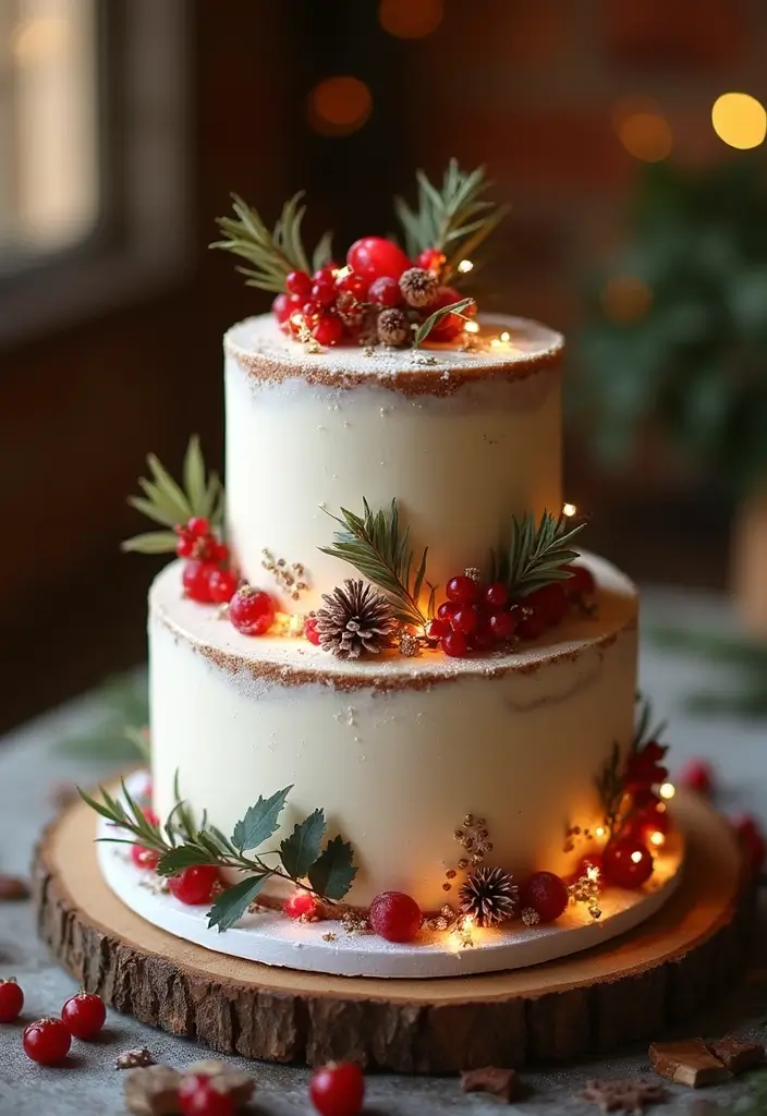 25+ Two-Tier Wedding Cake Ideas That Are Small Yet Stunning - 24. Holiday-Themed Cake