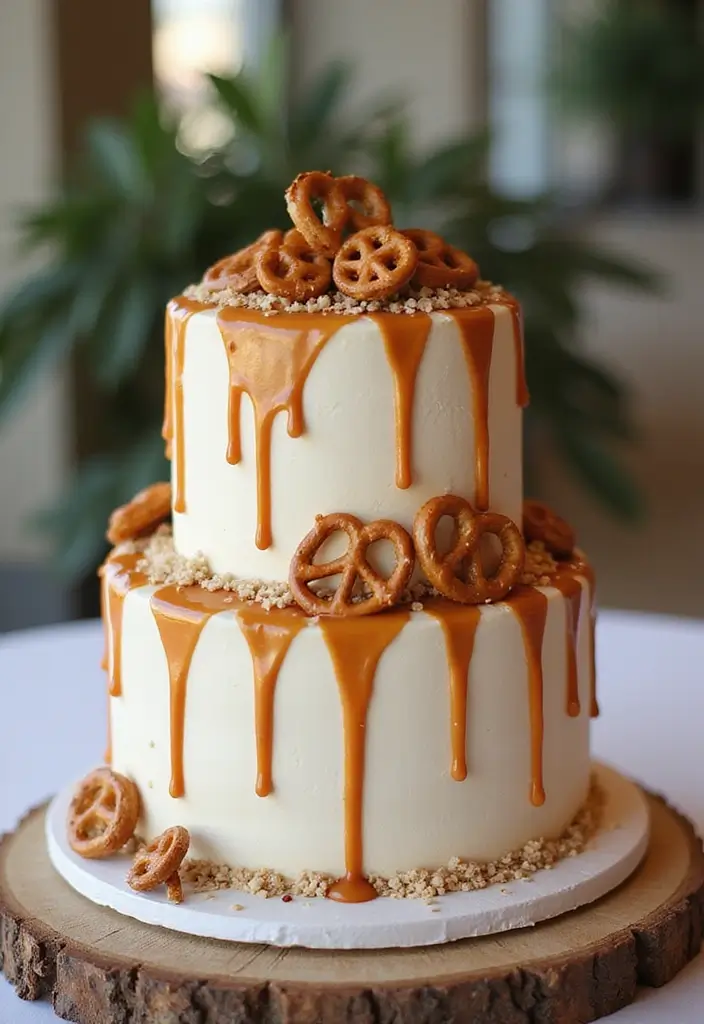 25+ Two-Tier Wedding Cake Ideas That Are Small Yet Stunning - 25. Sweet and Salty Combination