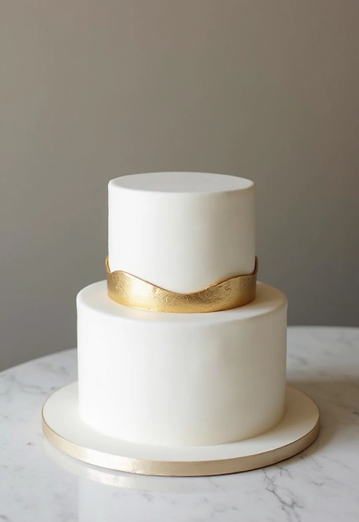 25+ Two-Tier Wedding Cake Ideas That Are Small Yet Stunning - 6. Minimalist Metallic Touches