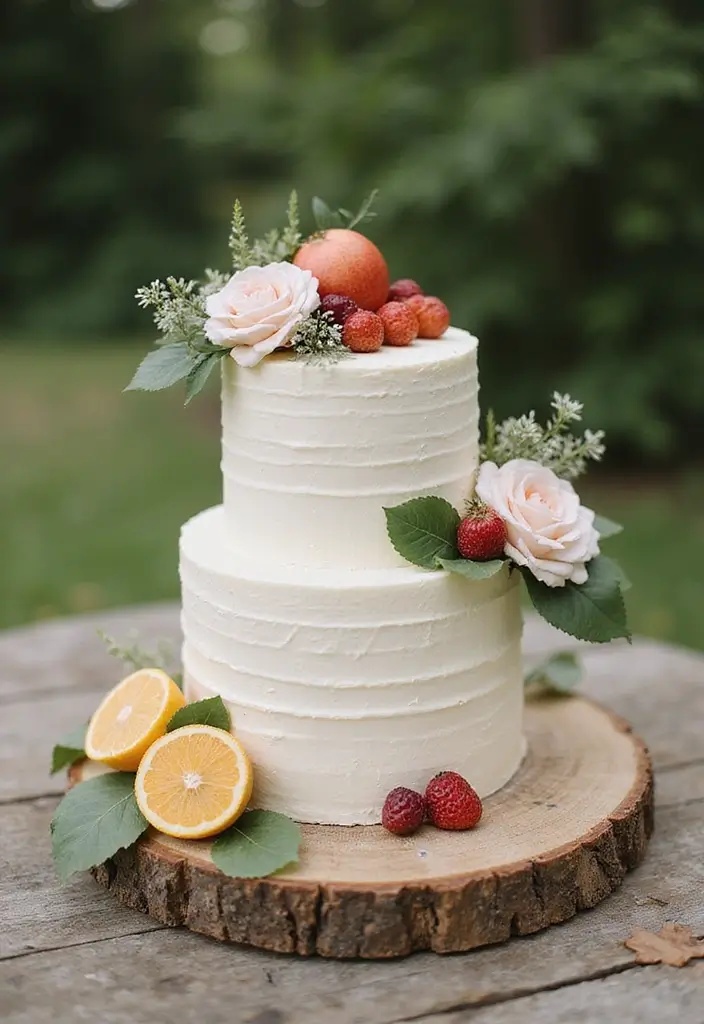 25+ Two-Tier Wedding Cake Ideas That Are Small Yet Stunning - 9. Natural Buttercream Delight