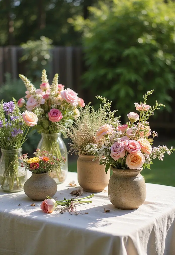 30 BBQ Bridal Shower Ideas for a Fun Backyard Bash - 21. DIY Flower Arranging