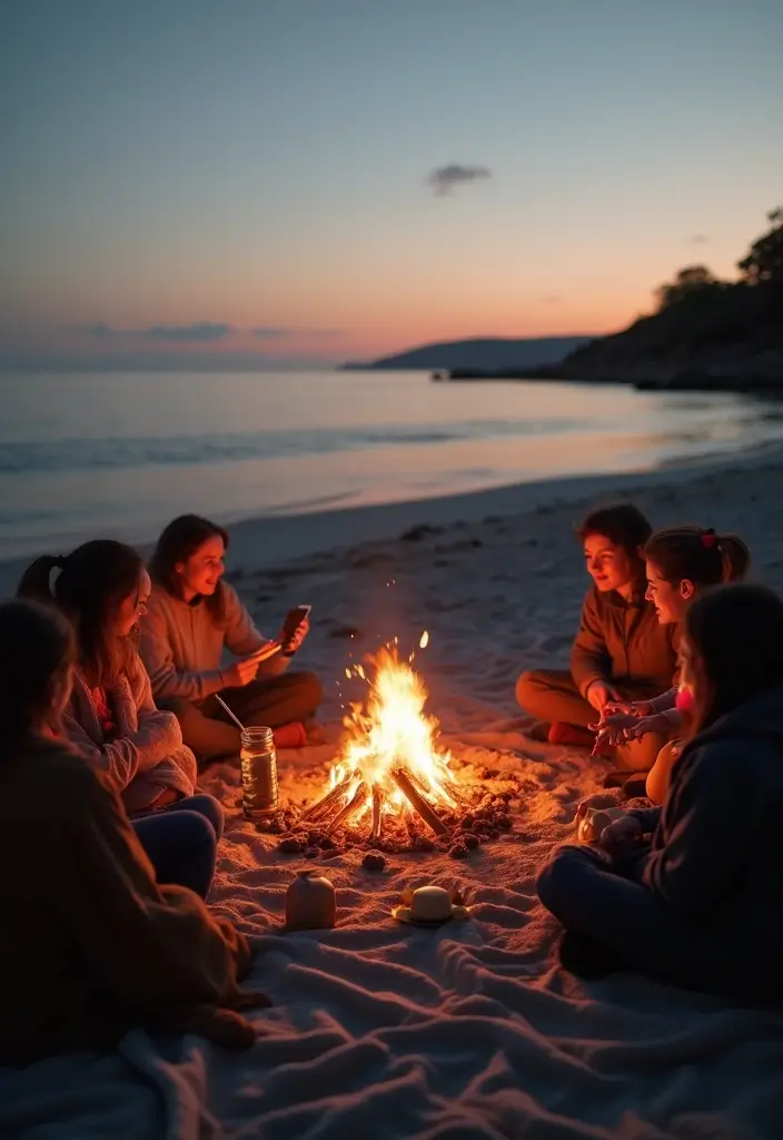 30 Beach Bridal Shower Ideas for a Breezy Coastal Vibe 108 30 Beach Bridal Shower Ideas for a Breezy Coastal Vibe - 18. Beach Bonfire Celebration