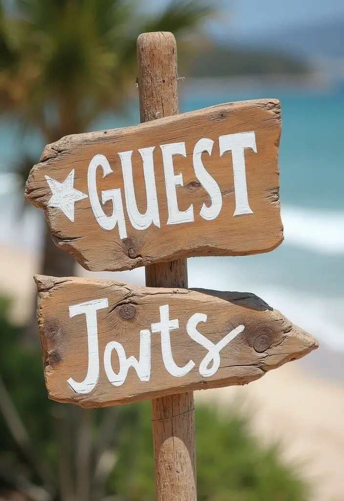 30 Beach Bridal Shower Ideas for a Breezy Coastal Vibe 180 30 Beach Bridal Shower Ideas for a Breezy Coastal Vibe - 30. Driftwood Signage