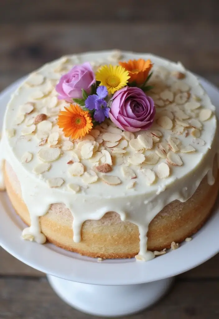 30 Birthday Cake Ideas for Mom That Show Love and Appreciation 84 30 Birthday Cake Ideas for Mom That Show Love and Appreciation - 14. Elegant Almond Cake