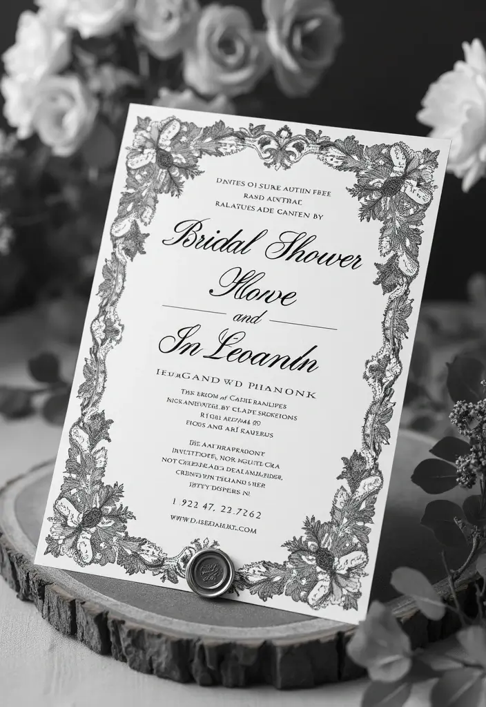 30 Black & White Bridal Shower Ideas for a Timeless Chic Look - 1. Stately Black and White Invitations