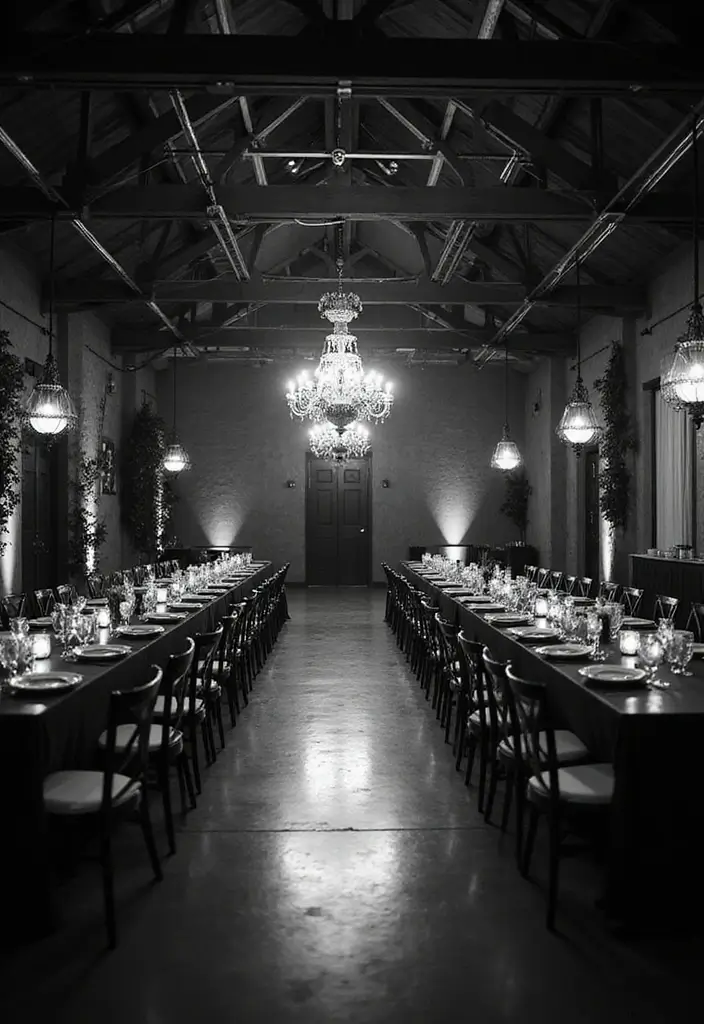 30 Black & White Bridal Shower Ideas for a Timeless Chic Look - 12. Timeless Lighting Options