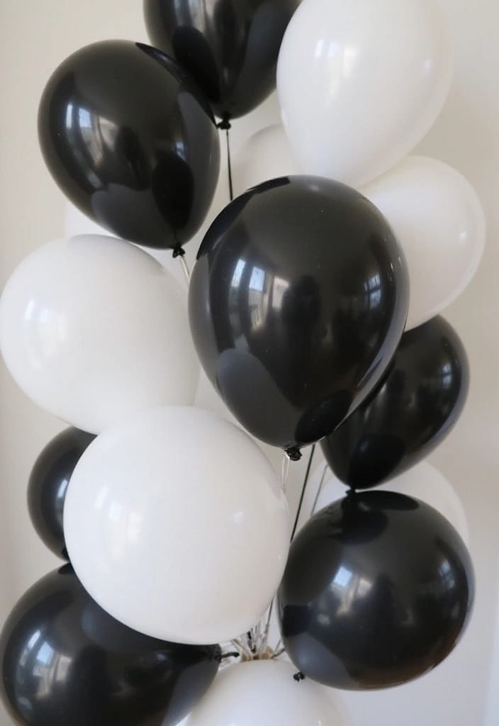 30 Black & White Bridal Shower Ideas for a Timeless Chic Look - 16. Monochrome Balloons