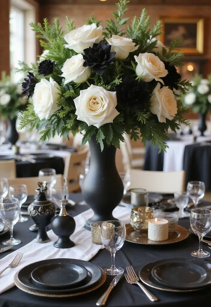 30 Black & White Bridal Shower Ideas for a Timeless Chic Look - 20. Black and White Centerpieces