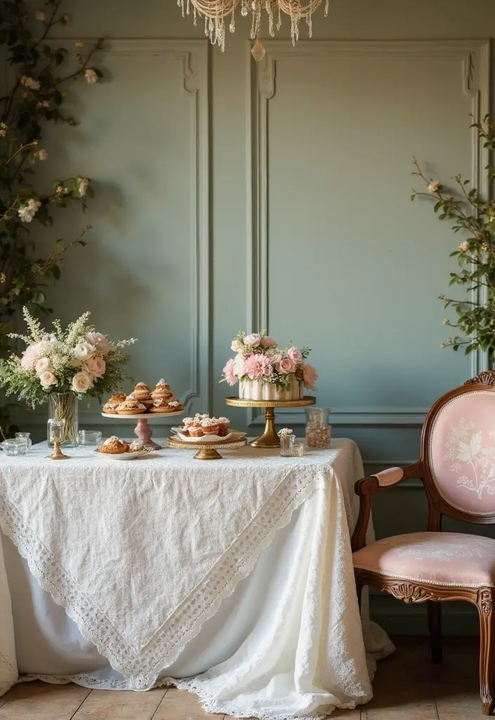 30 Black & White Bridal Shower Ideas for a Timeless Chic Look - 4. Vintage-Inspired Decor