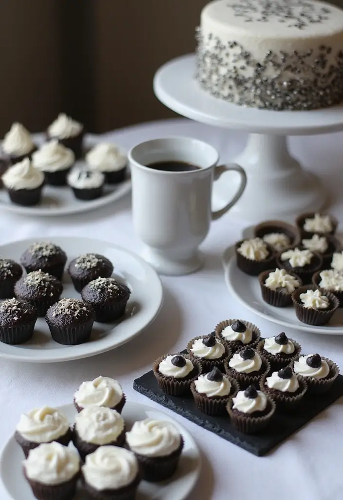 30 Black & White Bridal Shower Ideas for a Timeless Chic Look - 6. Black and White Desserts