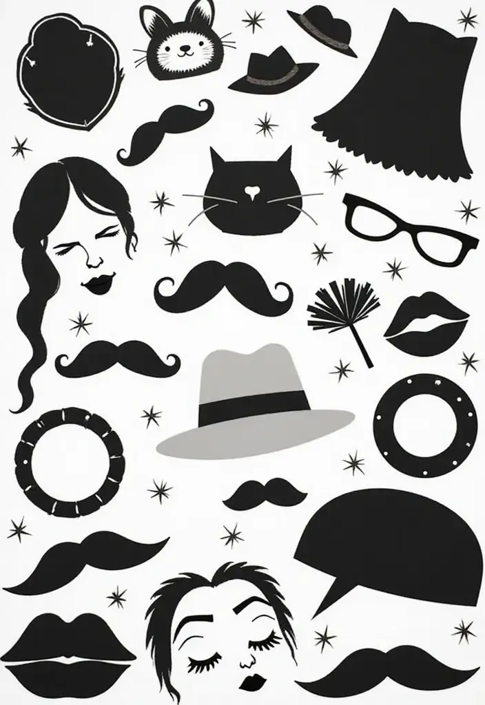 30 Black & White Bridal Shower Ideas for a Timeless Chic Look - 9. Striking Photo Booth