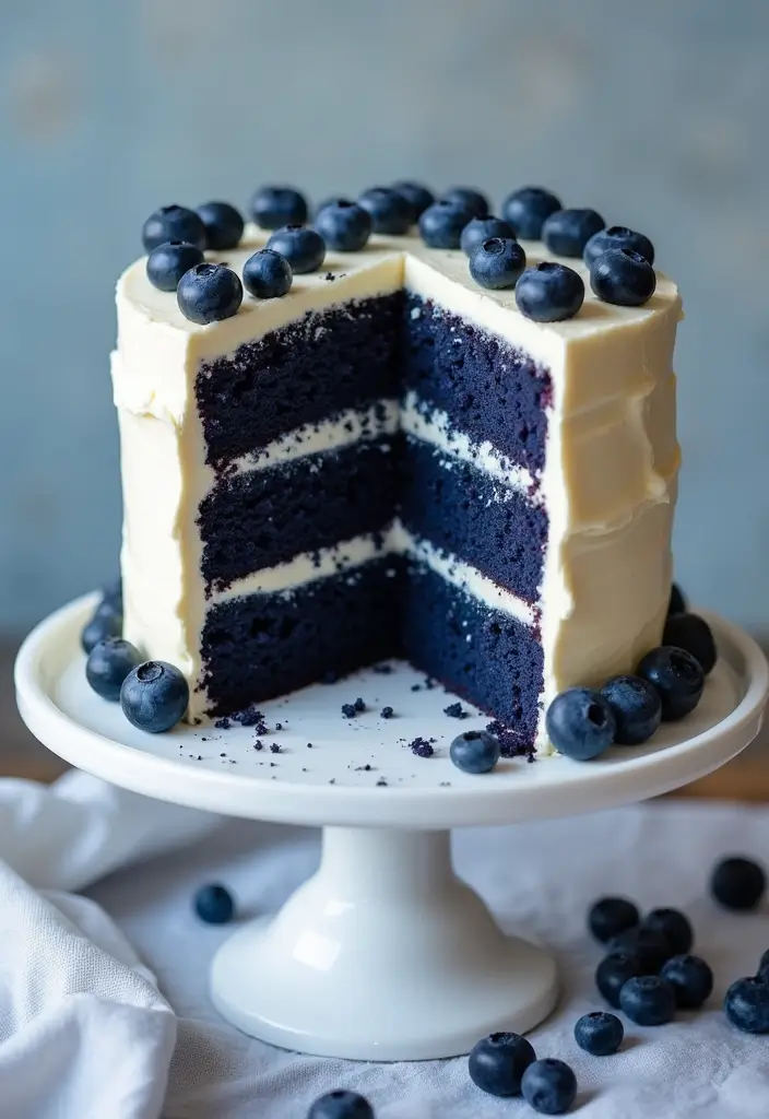 30 Blue Wedding Cake Ideas for a Cool Modern Touch - 10. Blue Velvet Cake