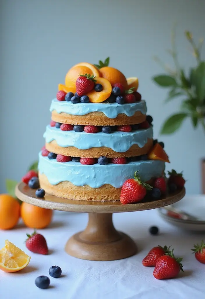 30 Blue Wedding Cake Ideas for a Cool Modern Touch - 25. Blue Tart Wedding Cake