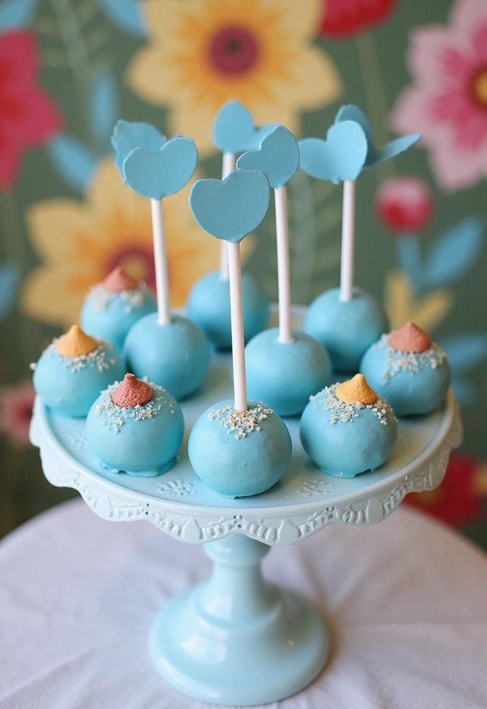 30 Blue Wedding Cake Ideas for a Cool Modern Touch - 29. Celebration with Blue Cake Pops