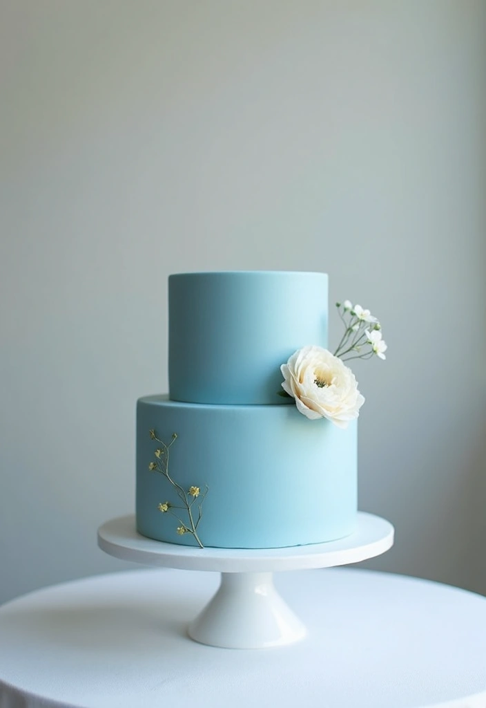 30 Blue Wedding Cake Ideas for a Cool Modern Touch - 7. Minimalist Blue Elegance