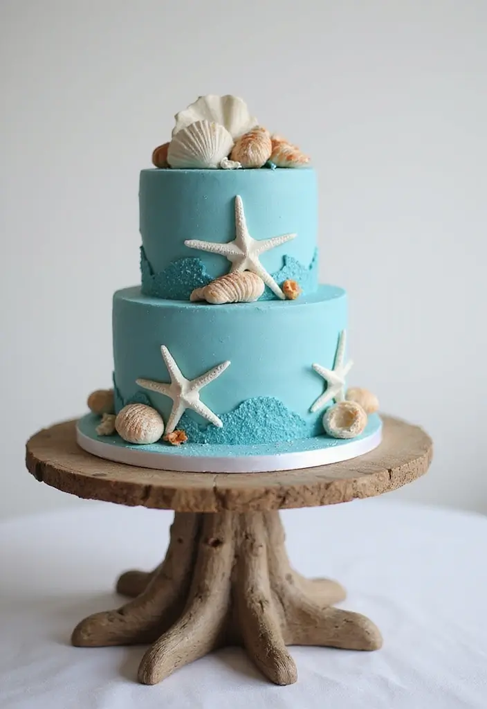 30 Blue Wedding Cake Ideas for a Cool Modern Touch - 8. Marine-Inspired Design