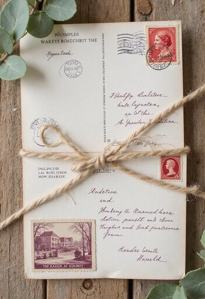 30 Bridal Shower Invitation Ideas That Set the Perfect Tone - 9. Upcycled Vintage Postcards