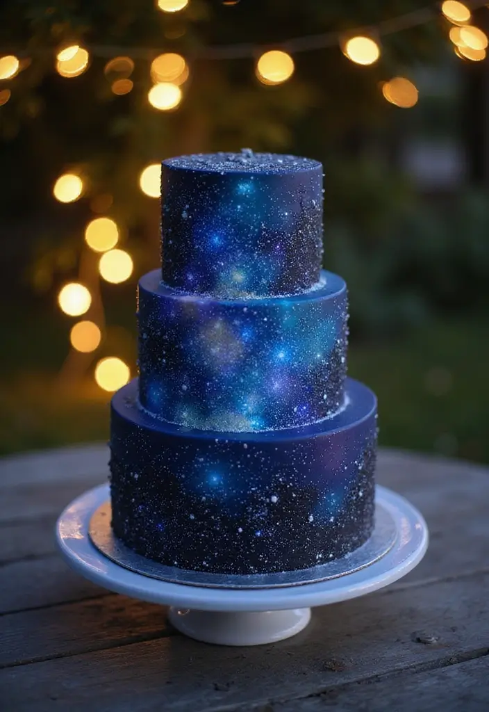 30 Couple Birthday Cake Ideas That Celebrate Love in Style - 12. Under the Stars Cake