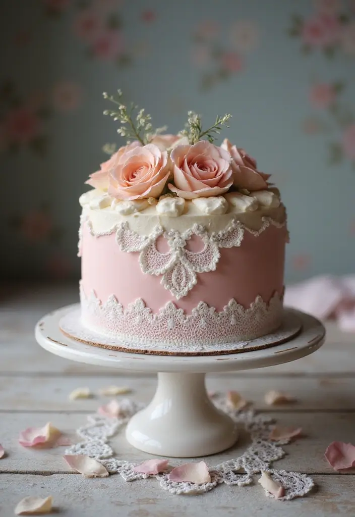 30 Couple Birthday Cake Ideas That Celebrate Love in Style - 14. Sweet Vintage Charm Cake
