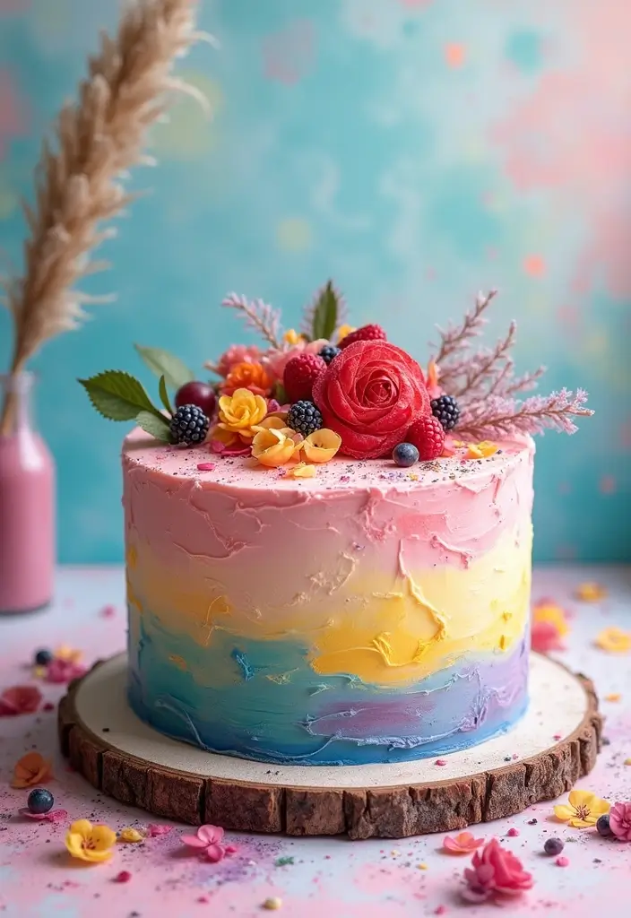 30 Couple Birthday Cake Ideas That Celebrate Love in Style - 17. Artistic Brushstroke Cake