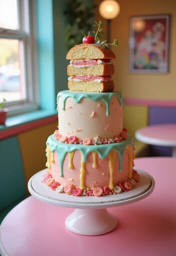 30 Couple Birthday Cake Ideas That Celebrate Love in Style - 24. Retro Diner Cake