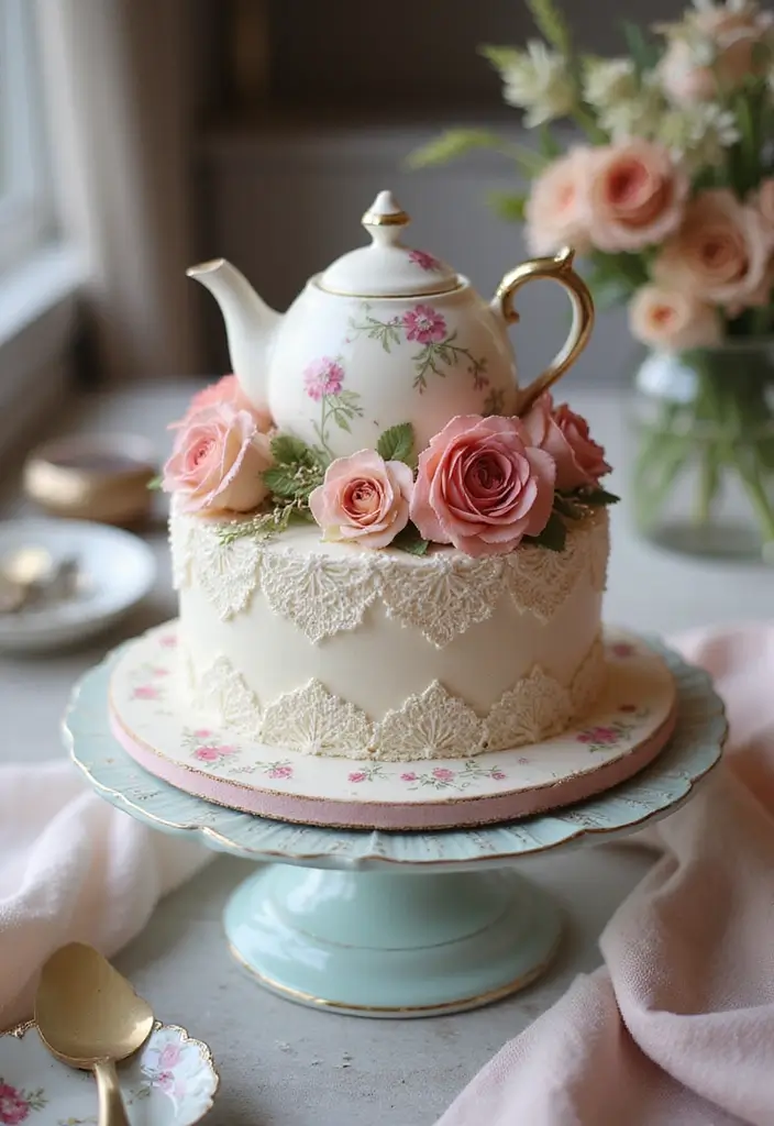 30 Couple Birthday Cake Ideas That Celebrate Love in Style - 27. Sweet Tea Party Cake
