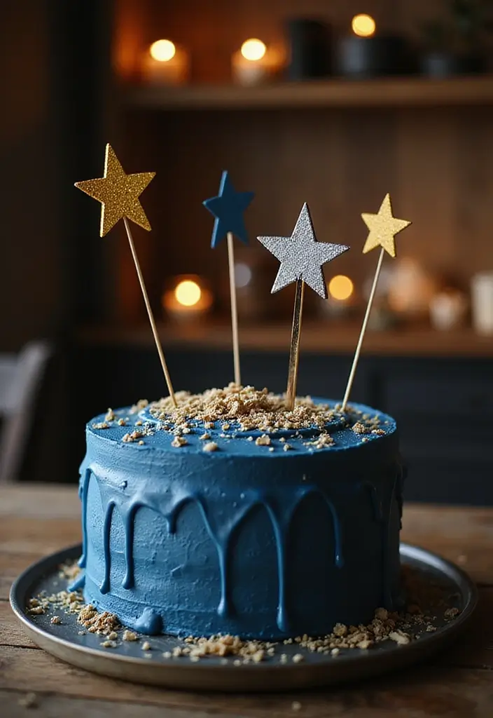 30 Couple Birthday Cake Ideas That Celebrate Love in Style - 8. Starry Night Cake