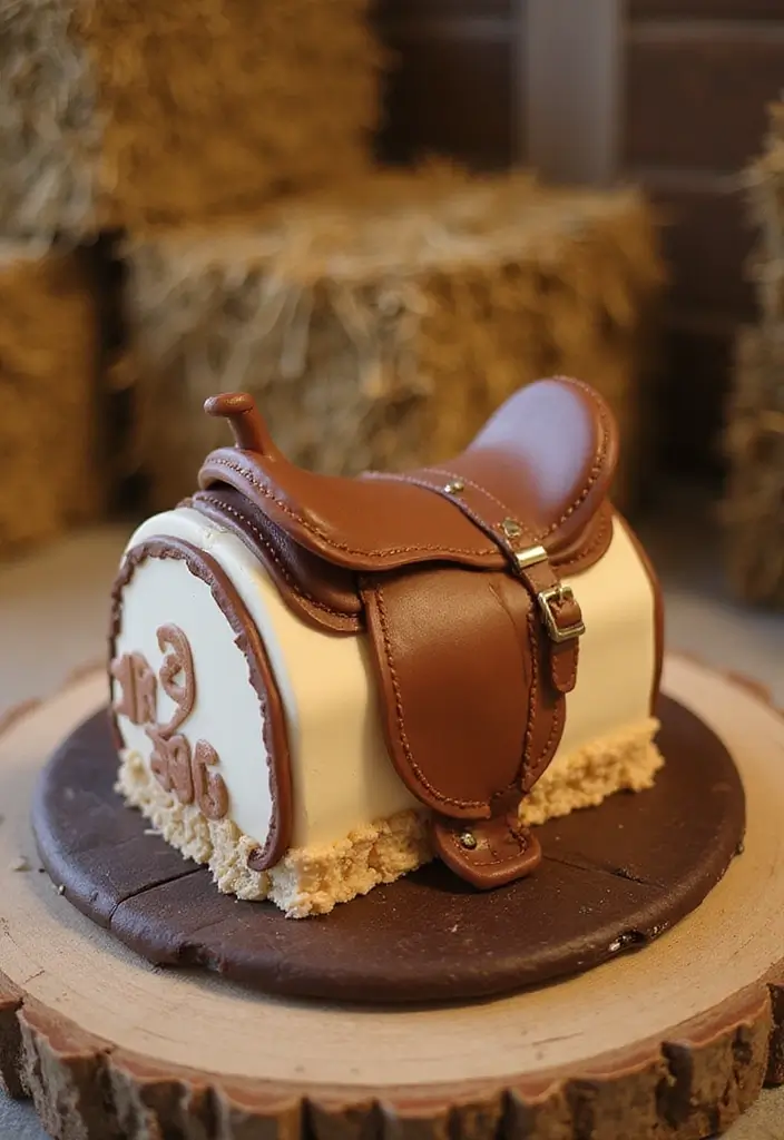 30 Cowboy Cake Ideas for a Western-Inspired Celebration - 1. Saddle-Shaped Cake