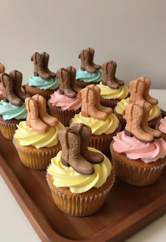 30 Cowboy Cake Ideas for a Western-Inspired Celebration - 2. Cowboy Boot Cupcakes