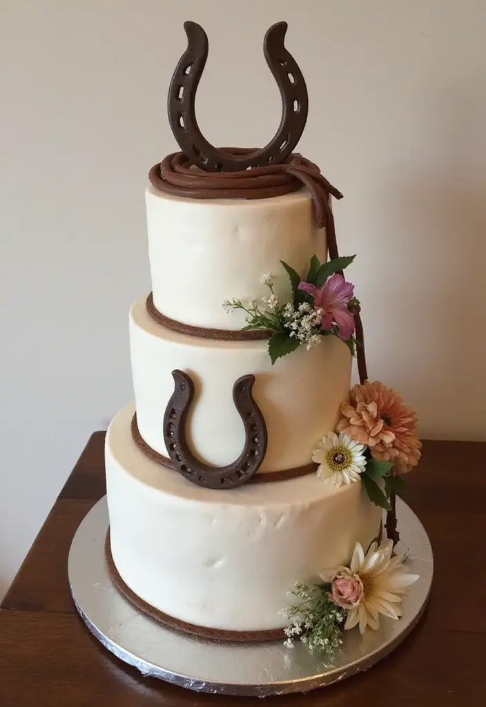 30 Cowboy Cake Ideas for a Western-Inspired Celebration - 4. Lasso and Horseshoe Cake
