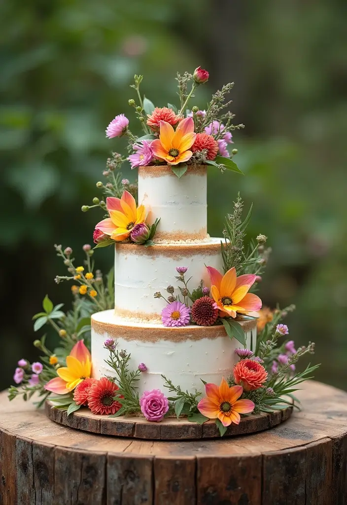 30 Cowboy Cake Ideas for a Western-Inspired Celebration - 8. Wildflower Decorated Cake