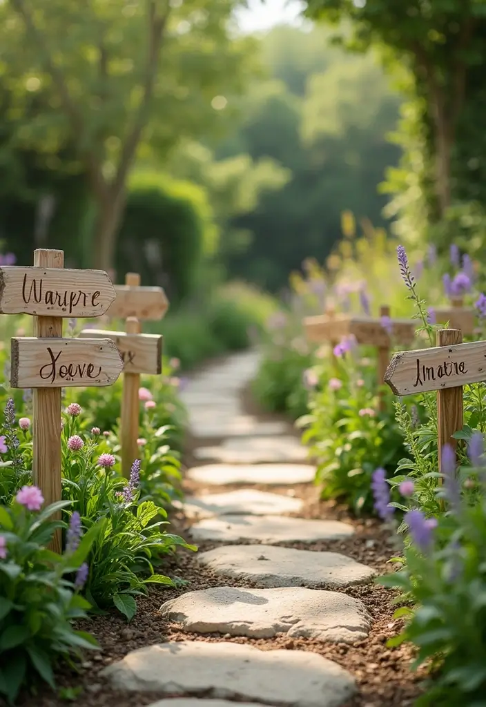 30 Creative Bridal Shower Sign Ideas That Add a Perfect Touch 52 30 Creative Bridal Shower Sign Ideas That Add a Perfect Touch - 10. Garden Pathway Markers