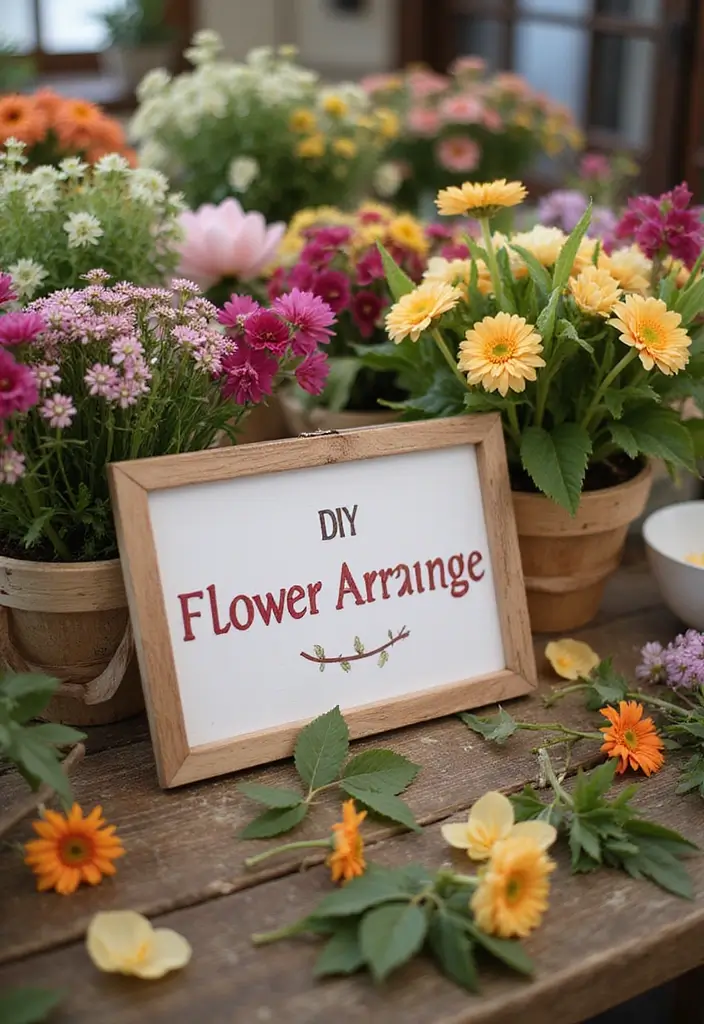 30 Creative Bridal Shower Sign Ideas That Add a Perfect Touch 93 30 Creative Bridal Shower Sign Ideas That Add a Perfect Touch - 17. DIY Flower Arranging Sign