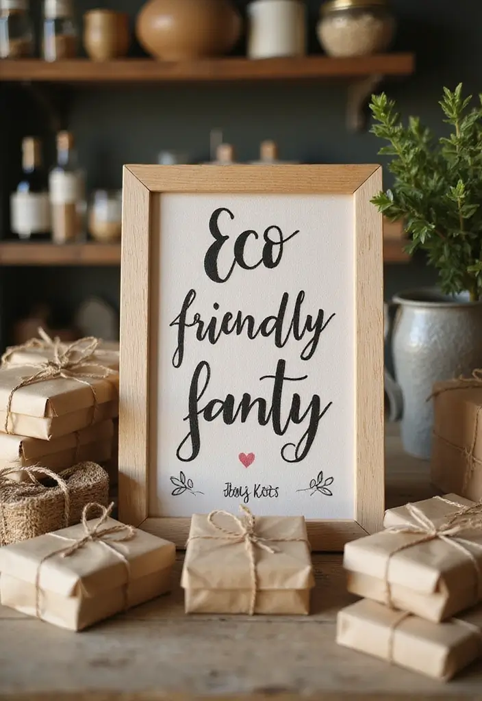 30 Creative Bridal Shower Sign Ideas That Add a Perfect Touch 112 30 Creative Bridal Shower Sign Ideas That Add a Perfect Touch - 20. Eco-Friendly Party Favors Sign