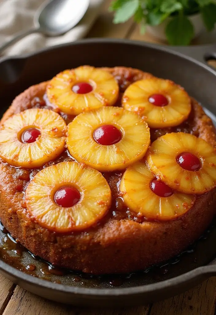 30 Elegant 50th Anniversary Cake Ideas for a Golden Celebration - 11. Golden Pineapple Upside-Down Cake