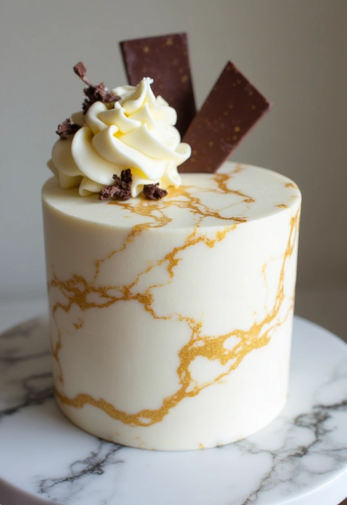 30 Elegant 50th Anniversary Cake Ideas for a Golden Celebration - 15. Marble Effect Cake