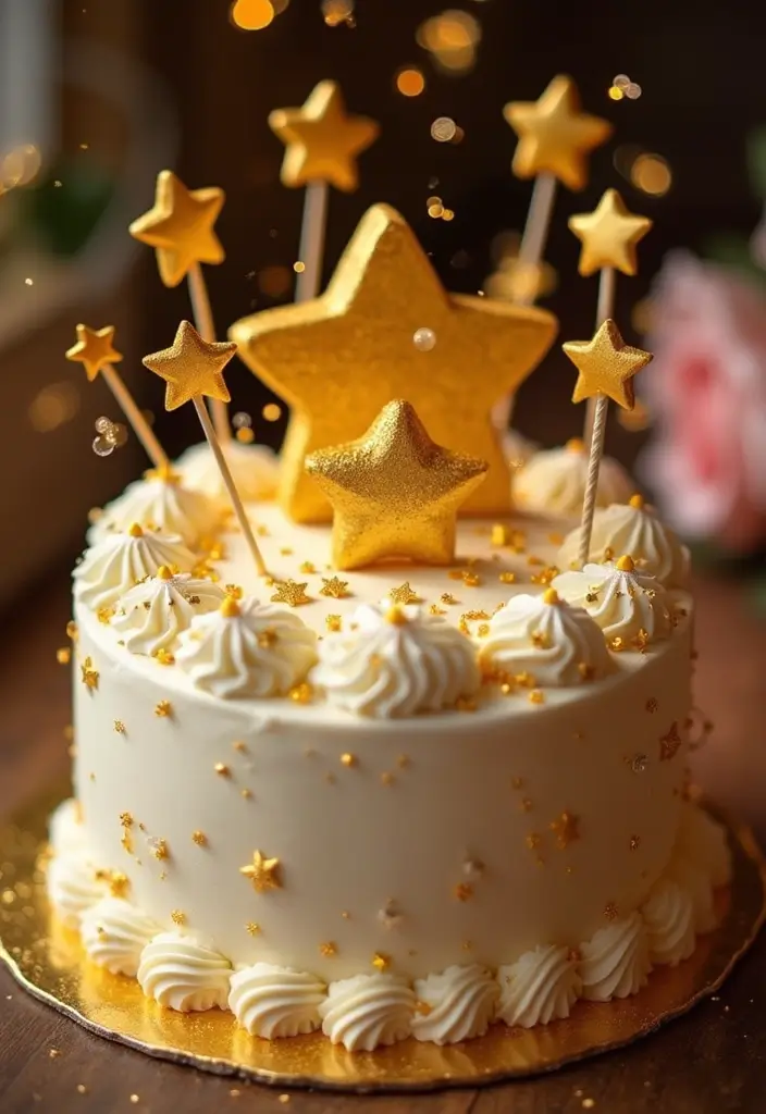 30 Elegant 50th Anniversary Cake Ideas for a Golden Celebration - 16. Golden Star Cake