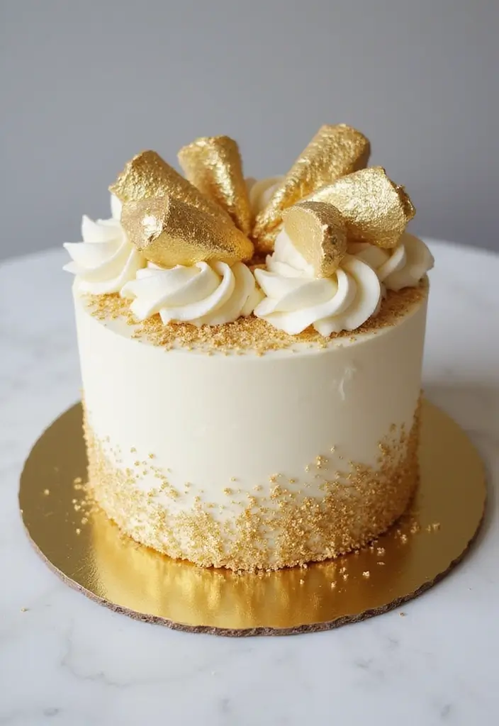 30 Elegant 50th Anniversary Cake Ideas for a Golden Celebration - 20. Champagne and Gold Cake