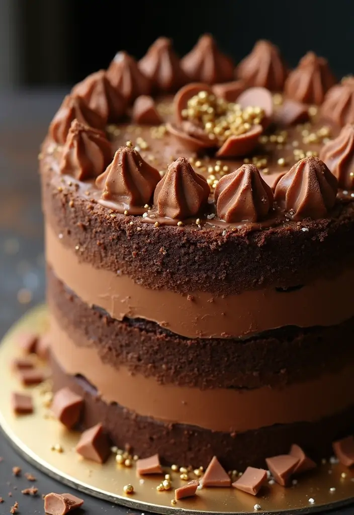 30 Elegant 50th Anniversary Cake Ideas for a Golden Celebration - 29. Golden Chocolate Ganache Cake