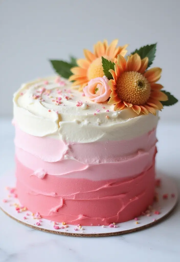 30 Elegant 50th Anniversary Cake Ideas for a Golden Celebration - 8. Ombre Buttercream Cake