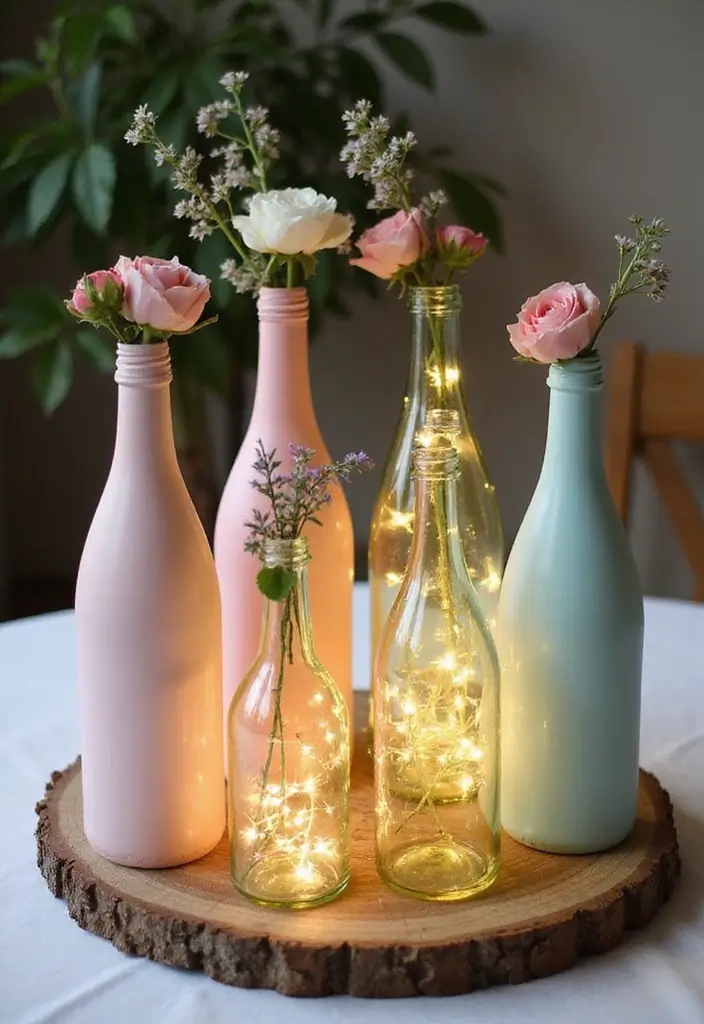 30 Elegant Bridal Shower Centerpiece Ideas That’ll Impress Guests 65 30 Elegant Bridal Shower Centerpiece Ideas That’ll Impress Guests - 11. Upcycled Wine Bottles