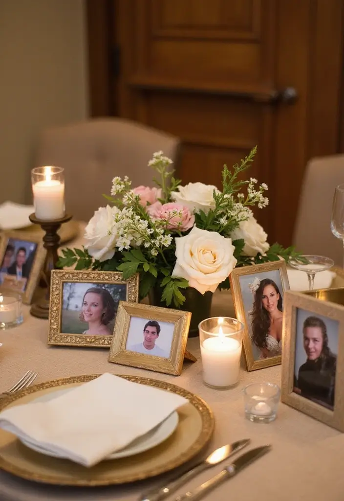 30 Elegant Bridal Shower Centerpiece Ideas That’ll Impress Guests 103 30 Elegant Bridal Shower Centerpiece Ideas That’ll Impress Guests - 17. Incorporating Personal Photos