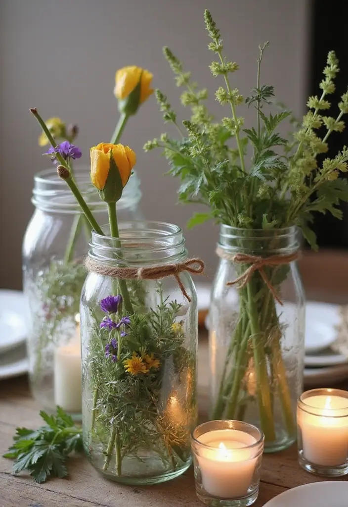 30 Elegant Bridal Shower Centerpiece Ideas That’ll Impress Guests 8 30 Elegant Bridal Shower Centerpiece Ideas That’ll Impress Guests - 2. Recycled Glass Jars