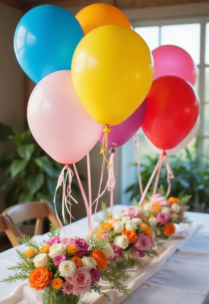 30 Elegant Bridal Shower Centerpiece Ideas That’ll Impress Guests 187 30 Elegant Bridal Shower Centerpiece Ideas That’ll Impress Guests - 29. Bright Colorful Balloons