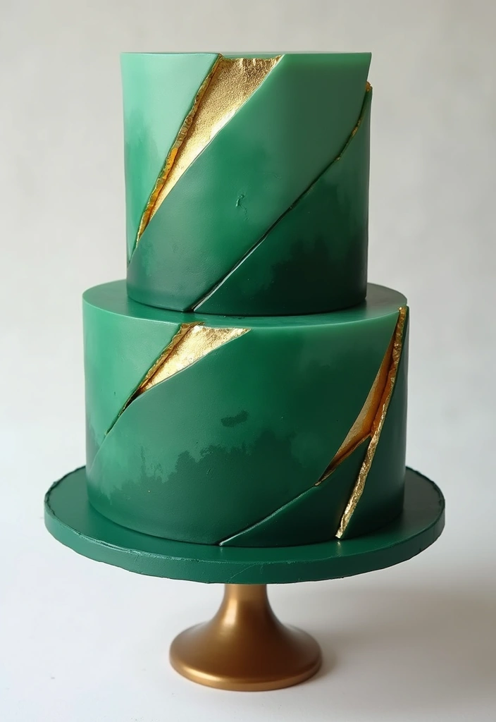 30 Emerald Green Cake Ideas for a Luxurious Wedding Celebration 1 30 Emerald Green Cake Ideas for a Luxurious Wedding Celebration - 1. Geometric Elegance