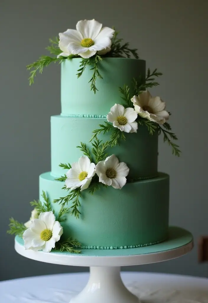 30 Emerald Green Cake Ideas for a Luxurious Wedding Celebration 94 30 Emerald Green Cake Ideas for a Luxurious Wedding Celebration - 16. Cascading Designs