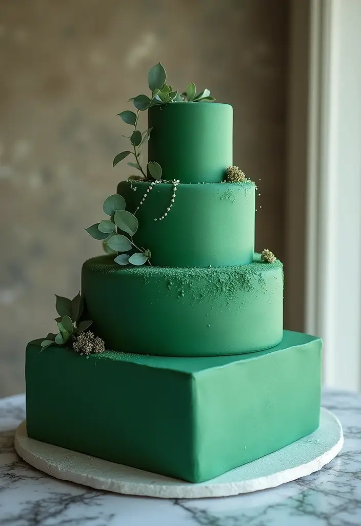 30 Emerald Green Cake Ideas for a Luxurious Wedding Celebration 99 30 Emerald Green Cake Ideas for a Luxurious Wedding Celebration - 17. Unique Shapes